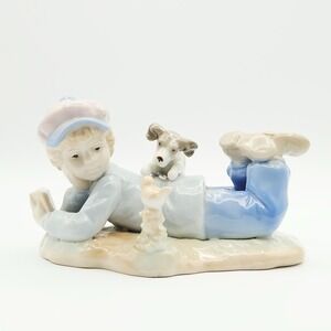 Paul Sebastian Boy With Puppy Porcelain‎ Figurine 1991 Taiwan Vintage